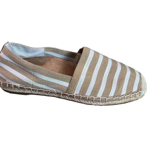 Vionic Women's Size 6.5 Kahki/Ivory Striped Slip On Loafers with Jute Trim - Picture 5 of 9